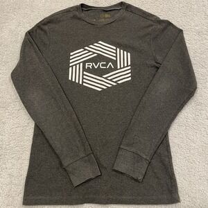 RVCA Dayshift Waffle Knit Thermal‎ Shirt Mens L (Fits Medium) Gray Long Sleeve